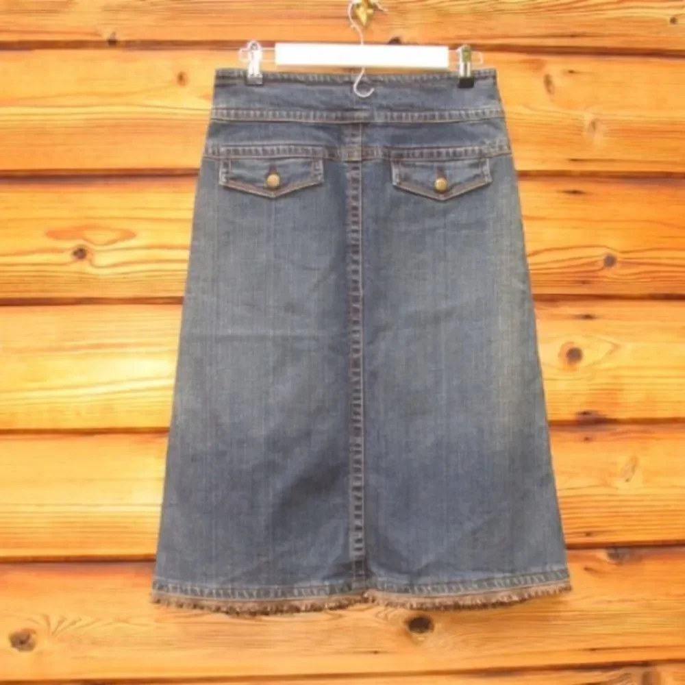 CAbi Blue Denim Midi Skirt